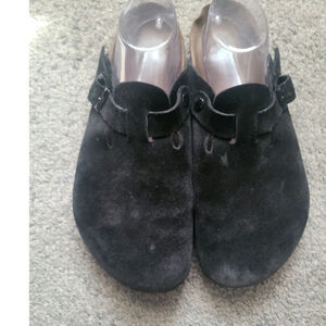 Birkenstock Boston Clogs Black Suede Men's  44 / 11 Adjustable Strap  Shoes